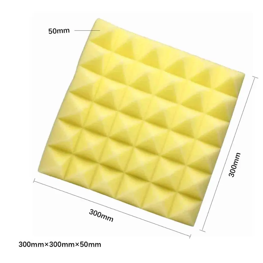 Yellow Пена для звукоизоляции 30x30x5 см студийная акустическая Звукоизоляционная пена Звукопоглощающая обработка облицовочная плитка клиновая Защитная губка - Цвет: Yellow