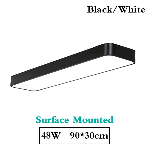 90x30cm 48W Surface Современный светодиодный потолочный светильник, прямоугольное офисное Дистанционное крепление для спальни, панель управления для гостиной, 110 В, 220 В - Цвет корпуса: 90x30cm 48W Surface