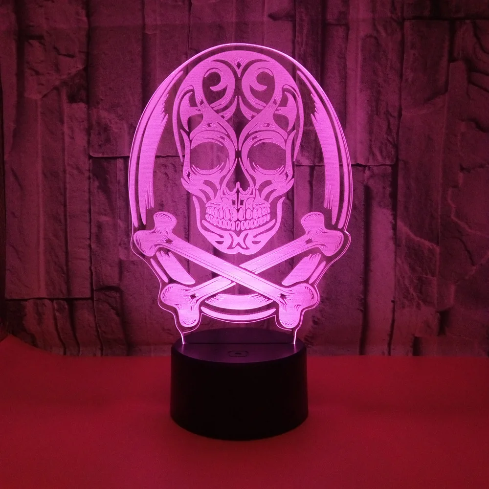 

New Halloween Skull 3d Nightlight Novelty Luminaria Led Led Night Light Luminaria De Mesa 3d Light Fixtures Table Lamp