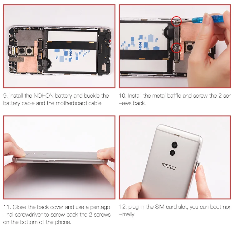 Nohon Аккумулятор для Meizu Meilan M6 M5 M2 примечание 6 5 2 BA721 BA621 BT42C Замена Батарея Note6 Note5 мобильный аккумулятор