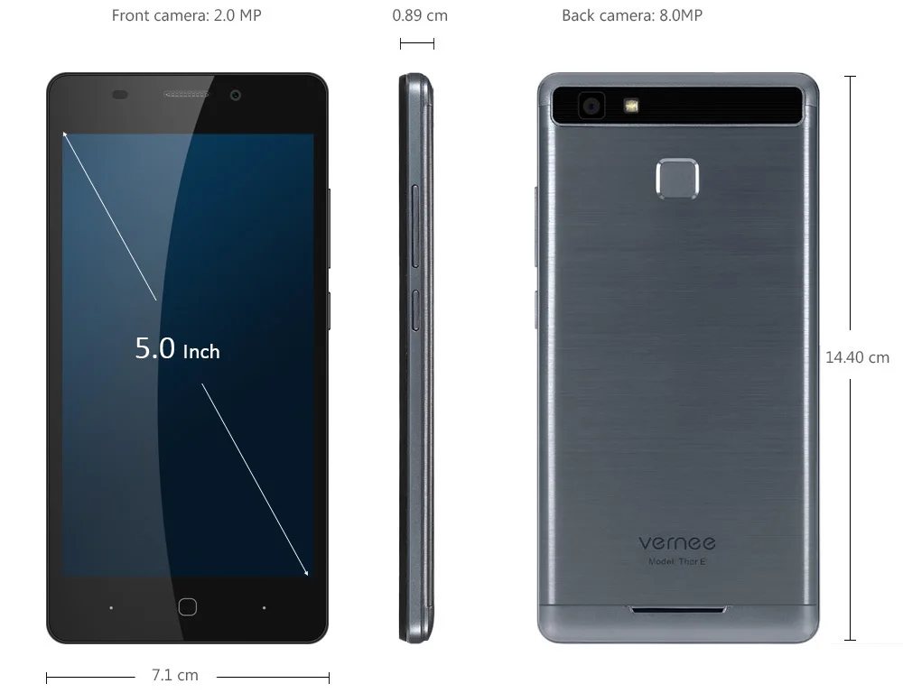 Vernee Thor e смартфон 4G 5020 мАч 5 0 дюймов Android 7 MTK6753 OctaCore 3 ГБ Оперативная память 16