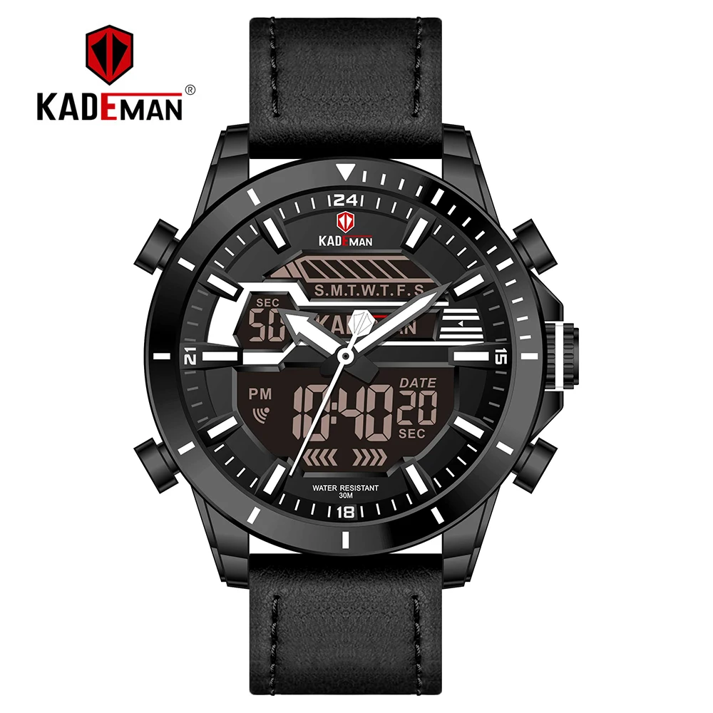 KADEMAN спортивные мужские цифровые часы Роскошный двойной дисплей водостойкие