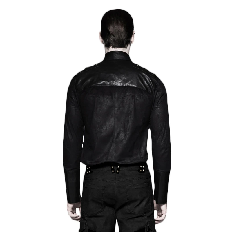 Рубашка мужская с длинным рукавом Готическая Повседневная Стильная черная