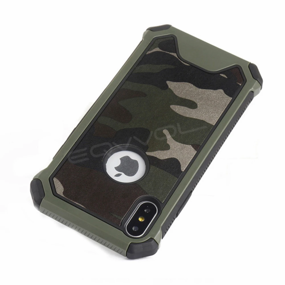 Eqvvol 3 In1 Army Green Camouflage Case For iPhone X 8 7 Plus Soft TPU Silicon Phone Cases Back Cover 6 6s 5s SE | Мобильные