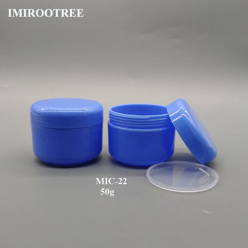 blue color 60 шт/LOT-50G ПП пустая микс 8 цветов пластиковая баночка для косметики с винтовой крышкой, образец баночки для макияжа, контейнер для масок - Цвет: blue color