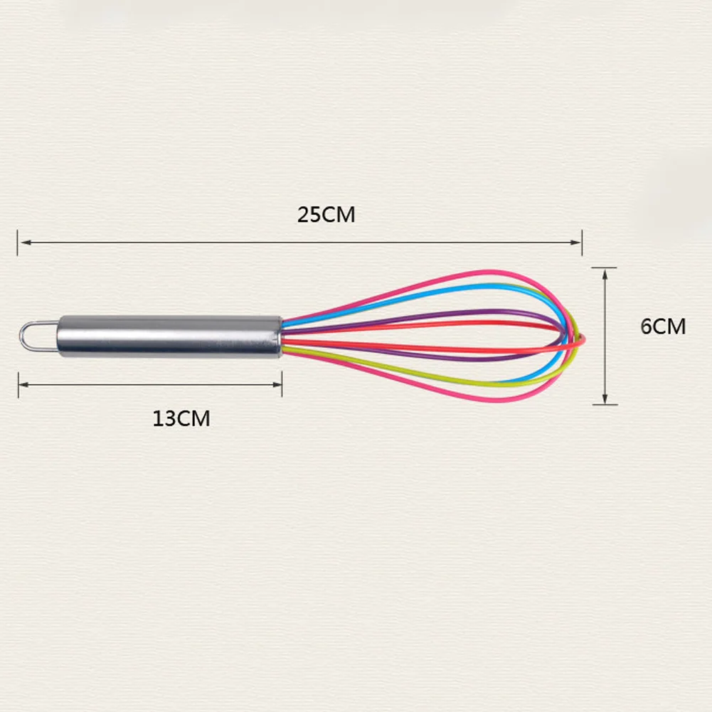 Яйцо 1 шт. ручка из нержавеющей стали Многоцветный венчик для яиц силиконовый