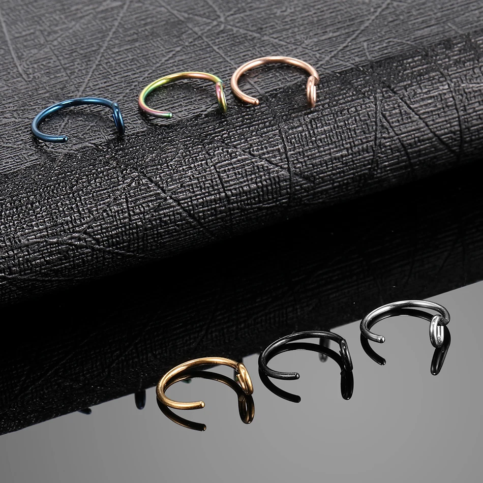 1PC Steel Faux Septum Rings Hoop Piercings Fake Nose Clip on Cartilage Earring Jewelry |