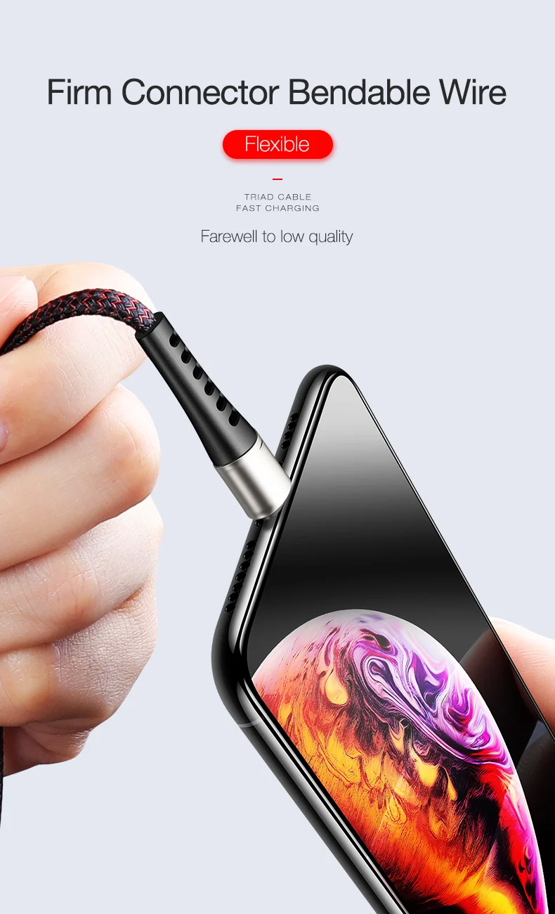 Cafele 3 в 1 USB кабель для iPhone X 8 huawei P30 samsung 3A Быстрая Зарядка Micro usb type C зарядное устройство кабели для передачи данных для мобильного телефона