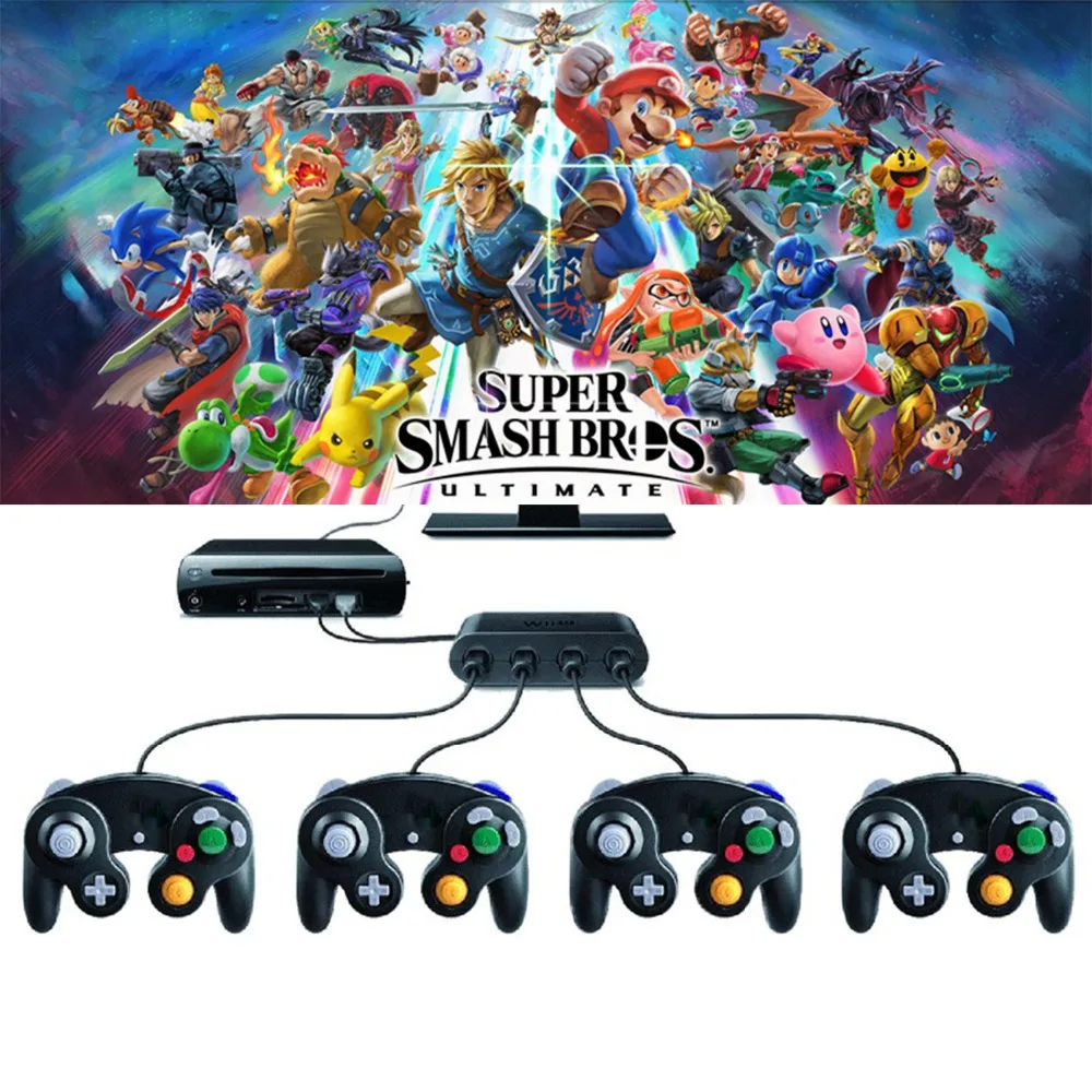 NS Game Super SmashBros GameCube GC контроллеры USB адаптер конвертер для Nintendo Wii PC игровая ручка