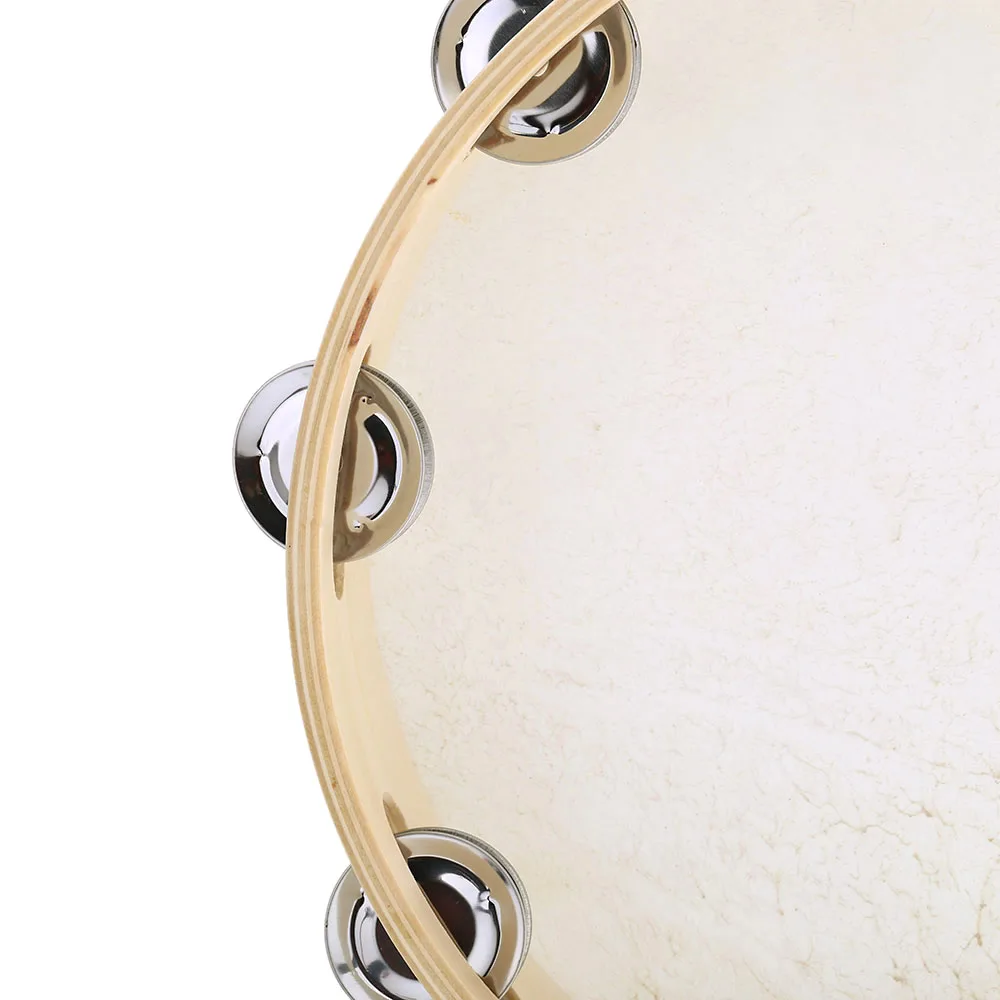 

HOT 10" Hand Held Tambourine Drum Bell Birch Metal Jingles Percussion Musical Educational