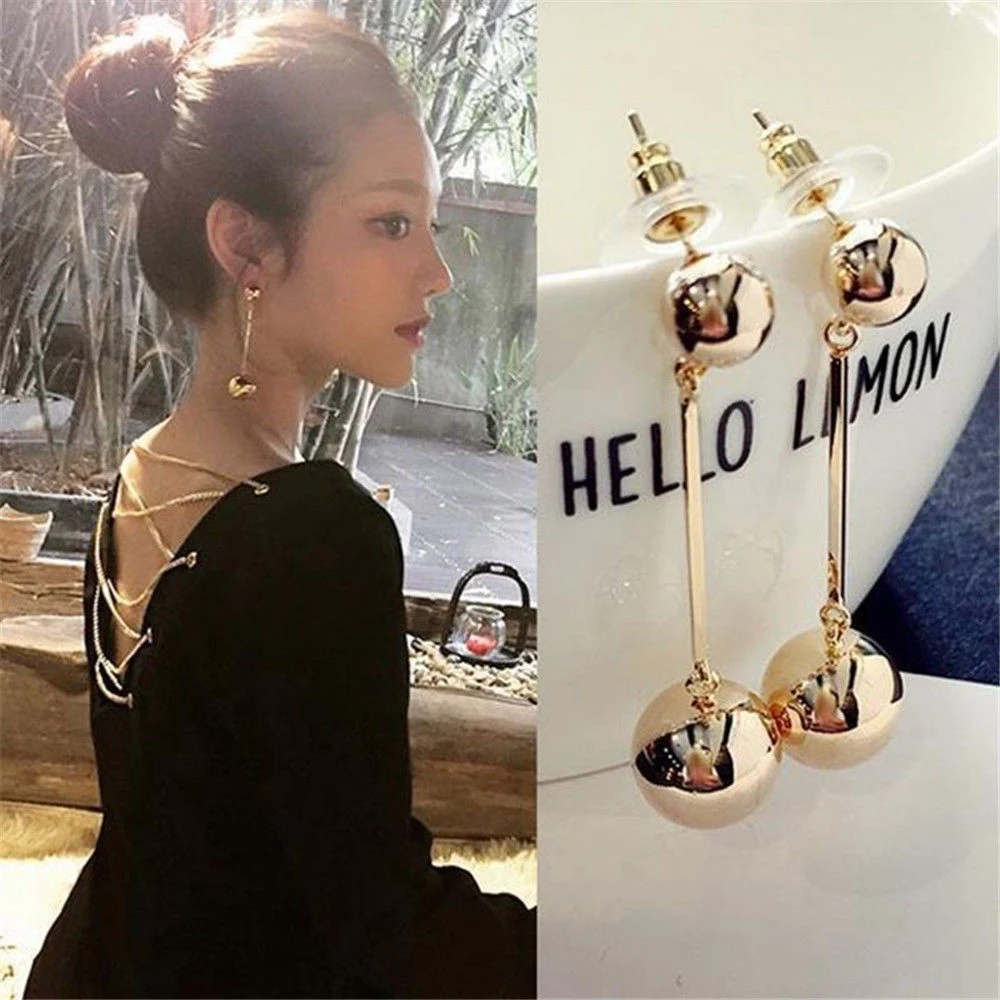 Fashion Bling Women Ball Earring Long Chain Drop Dangle Earrings Stud Jewelry for Wedding Party Gift | Украшения и аксессуары