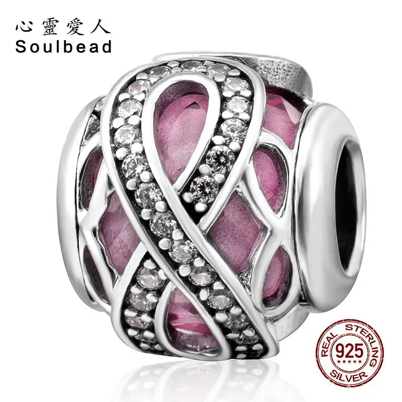 Бусины Soulbead сверкающие Бесконечная любовь круглые очаровательные Синие стразы