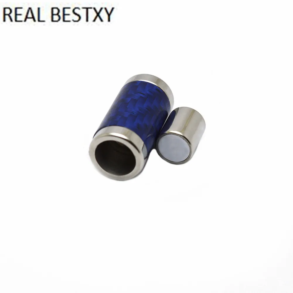 Настоящее BESTXY 2 шт./лот, синий/серый/черный, нержавеющая сталь, углеродное волокно, застежка с магнитной застежкой из углеродного волокна для браслета