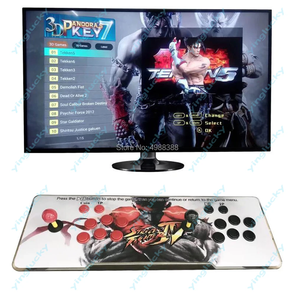 Pandora 3D Key 7 2263 в 1/2323 в 1 коробке аркадная Ретро игра 2 игрока управления игры добавить больше игр Full HD(1920x1080) видео