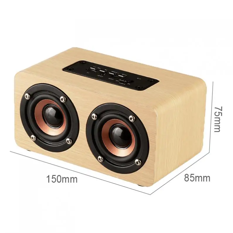 W5 52MM Double Horn Wooden 4.2 Bluetooth Speaker with AUX Audio Playback and Micro-USB Interface for Mobile Phone / PC | Электроника