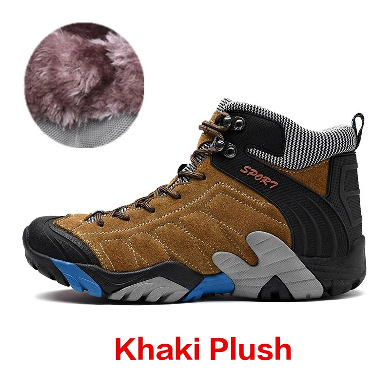Khaki Plush AOJILONG мужские треккинговые ботинки уличные походные тактические ботинки зимние водонепроницаемые спортивные альпинистские горные охотничьи треккинговые кроссовки - Цвет: Khaki Plush