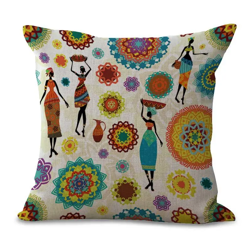 Танцы Подушка с изображением женщины крышка Африканский Стиль Чехол Цвет ткань