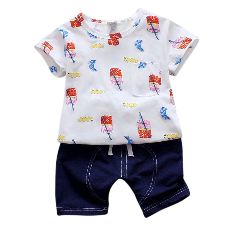 Комплект из 2 предметов для маленьких мальчиков и девочек Повседневная футболка