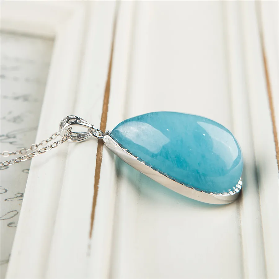 Подлинные натуральные синие камни океана серебряные женские бусины в форме