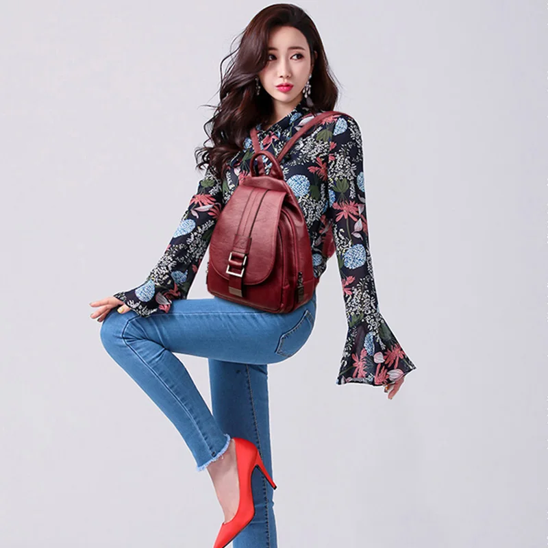 

Winter 2021 Women Leather Backpacks Fashion Shoulder Bags Female Backpack Ladies Travel Backpack Mochilas School Bags For Girls