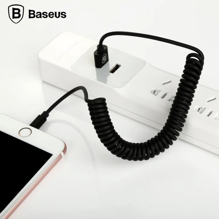 Выдвижной пружинный USB кабель Baseus для iPhone X XS Max XR 8 7 6 Plus 5 5S SE кабель для зарядки и зарядки