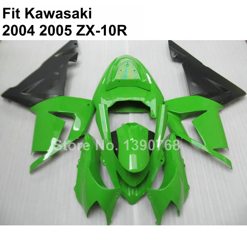 

Hot sale fairing for Kawasaki Ninja ZX10R 04 05 green black fairings kit ZX-10R 2004 2005 7 gifts KO62