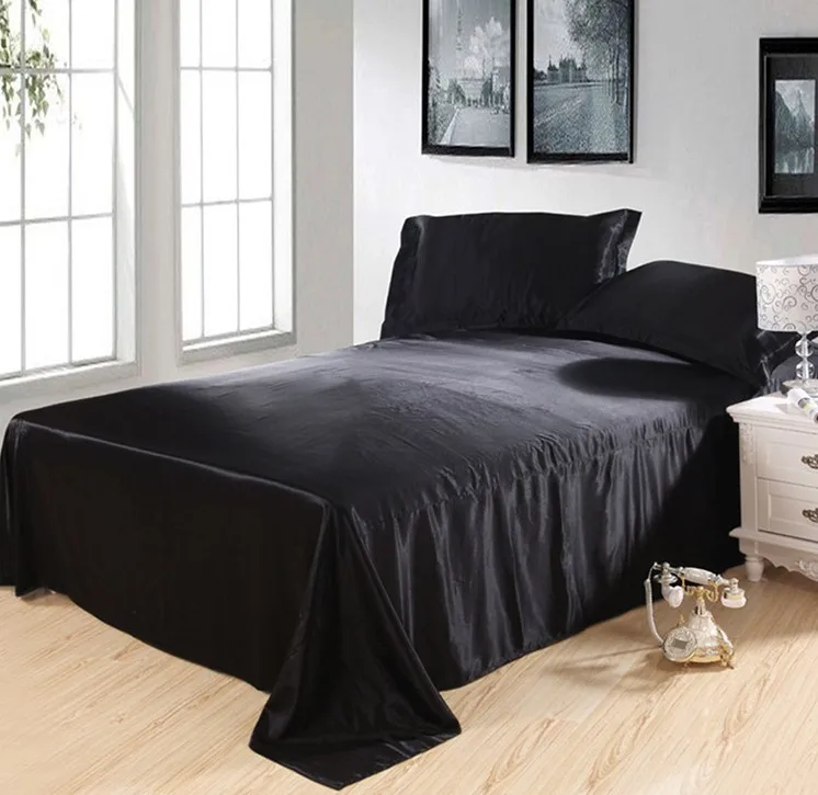 Комплект постельного белья из черного шелка сатин Королевский размер