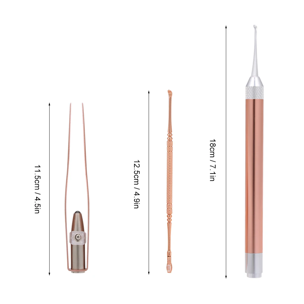 3 шт Ушная палочка Earpick ушной серы Очиститель Пинцет светодиодный фонарик
