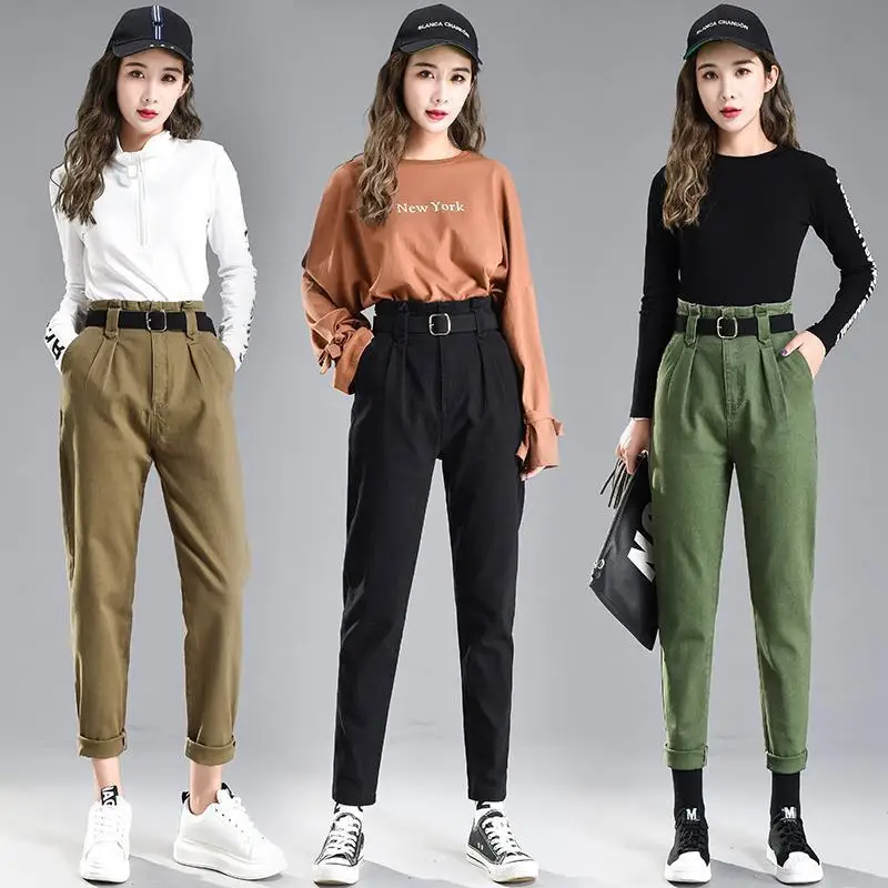 Джинсовые брюки осень 2018 повседневные свободные шаровары женские модные тонкие