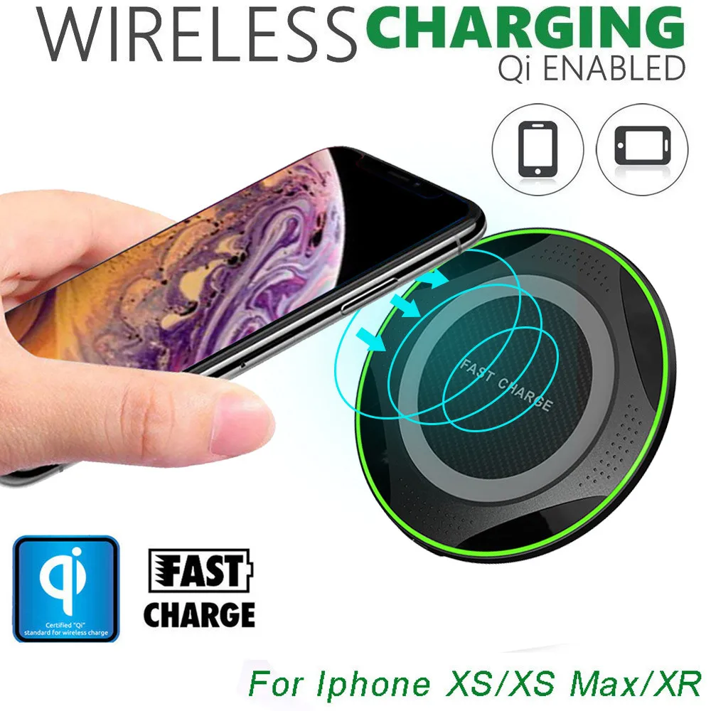 Qi Быстрое беспроводное зарядное устройство для iPhone X / XS Max 8 Plus USB Беспроводной