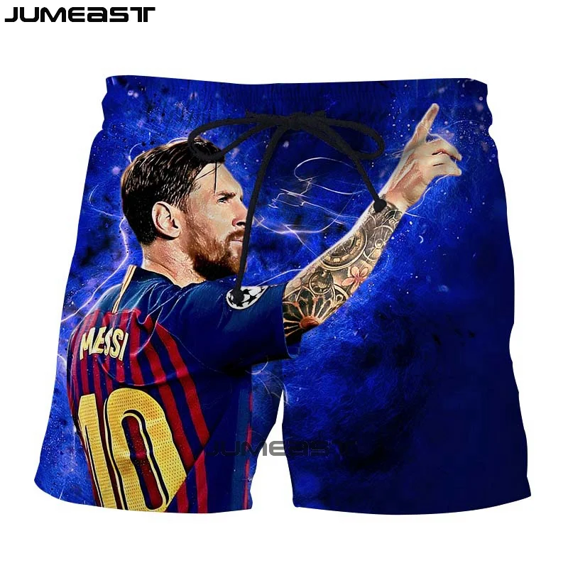 Jumeast Брендовые мужские/женские 3D принты "Футбол" Звезда Lionel Messi шорты летние быстросохнущие пляжные повседневные спортивные брюки короткие брюки