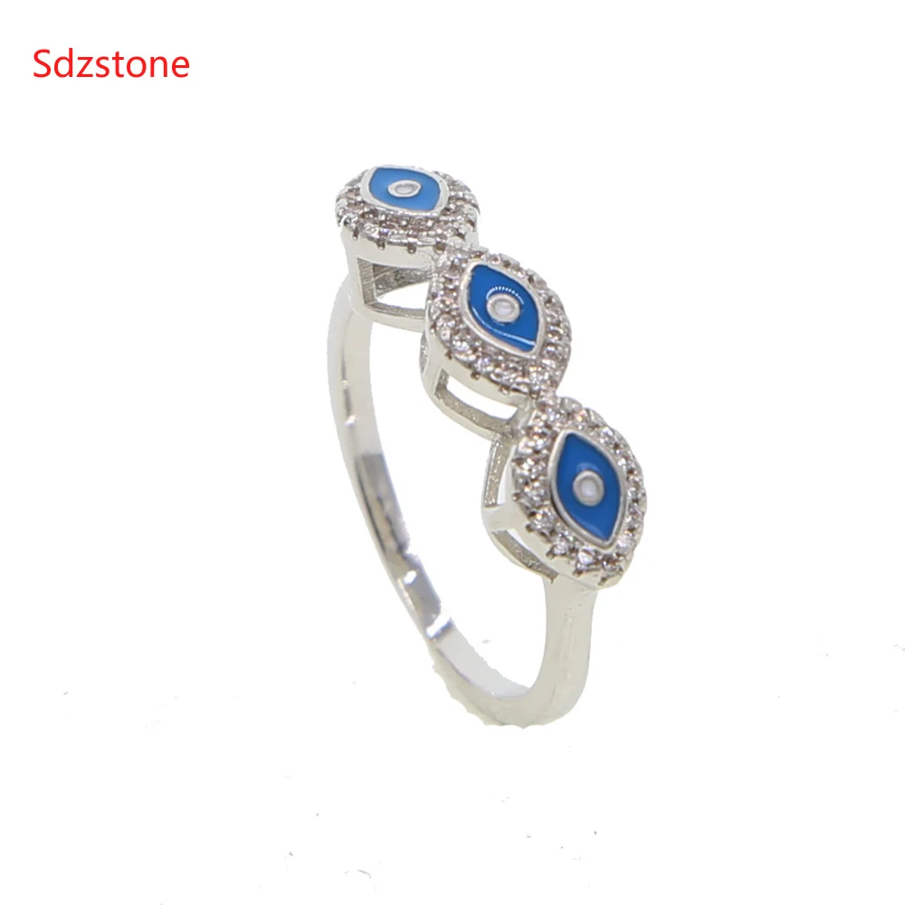white blue enamel eye Punk Anel Ring Anillos Turkish Evil Eye Rings Jewelry Bff Best Friends Couple Fashion Designer | Украшения и