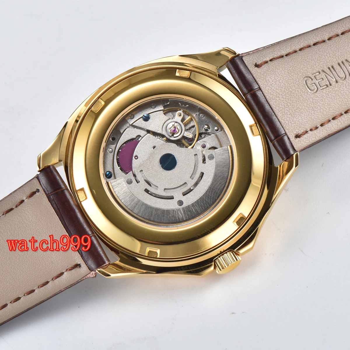 Мужские Водонепроницаемые механические часы BLIGER с циферблатом в виде кофе и даты