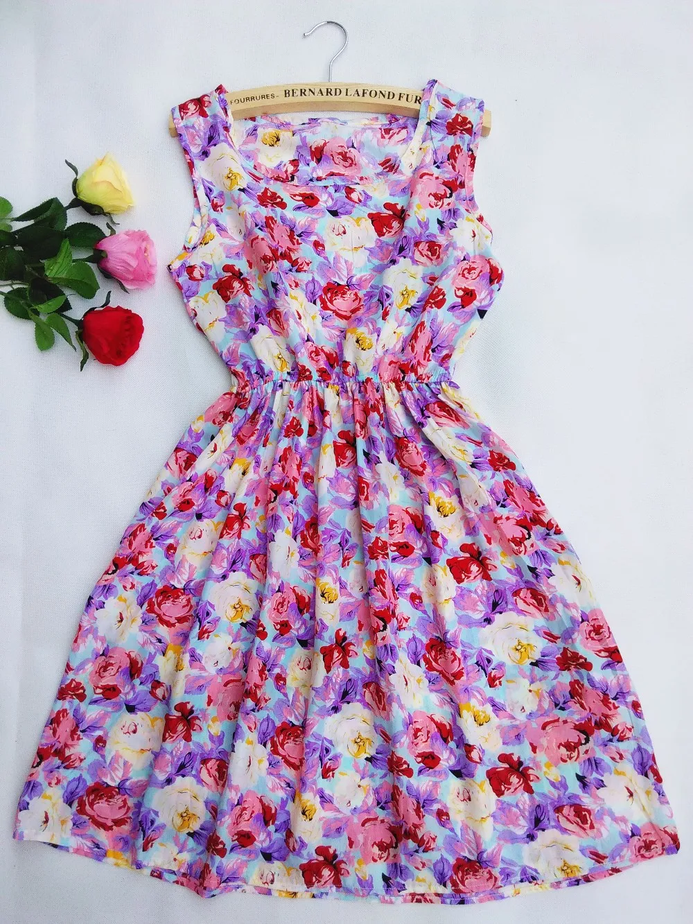 Сексуальное летнее осеннее платье с принтом Vestidos, женское повседневное богемное платье без рукавов с цветочным рисунком, тонкое пляжное шифоновое платье с круглым вырезом, винтажное синее платье