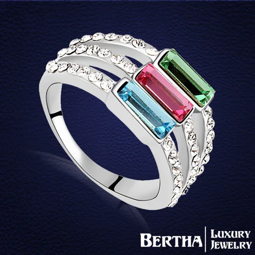 Высокое Качество Серебряное кольцо с кристаллами от сваровски для женщин