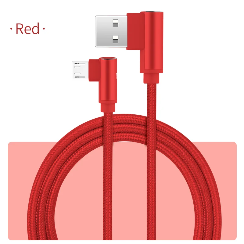 Red Micro USB кабель SmartDevil 90 градусов Microusb Android Быстрая зарядка L шнур данных зарядное устройство адаптер для Xiaomi samsung Планшеты кабели - Цвет: Red