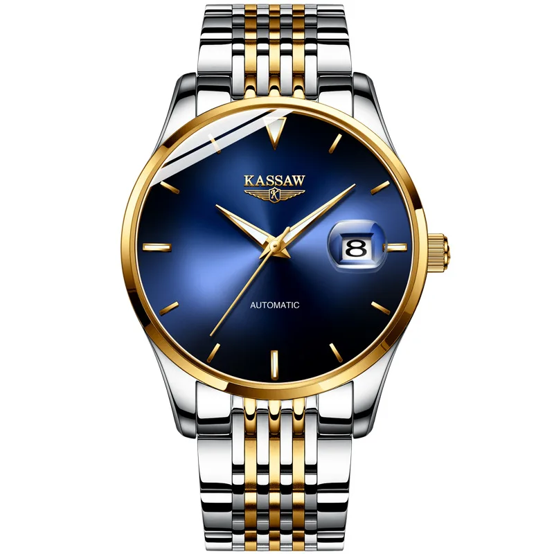 Мужские водонепроницаемые светящиеся механические часы из нержавеющей