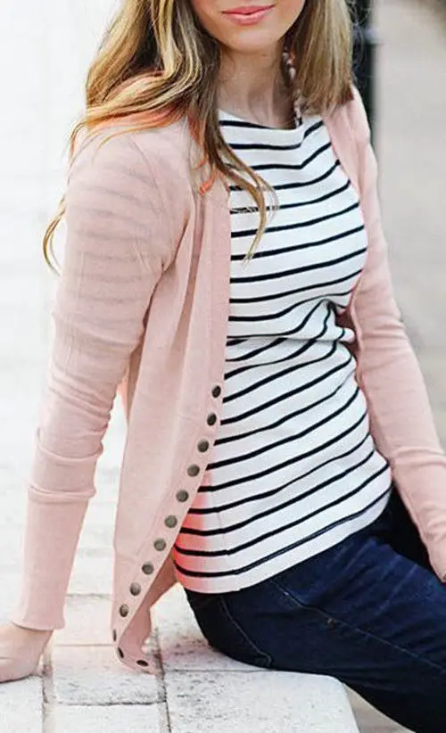 Модная женская одежда Женское пальто с длинным рукавом однотонная вязаный