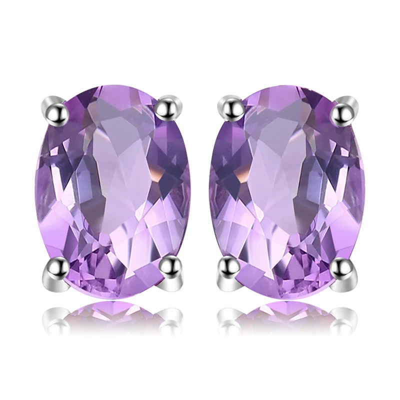 JewelryPalace Triangle Genuine Amethyst Stud Earrings 925 Sterling Silver Earrings For Women Korean Earings Fashion Jewelry - Цвет камня: 158A5JE
