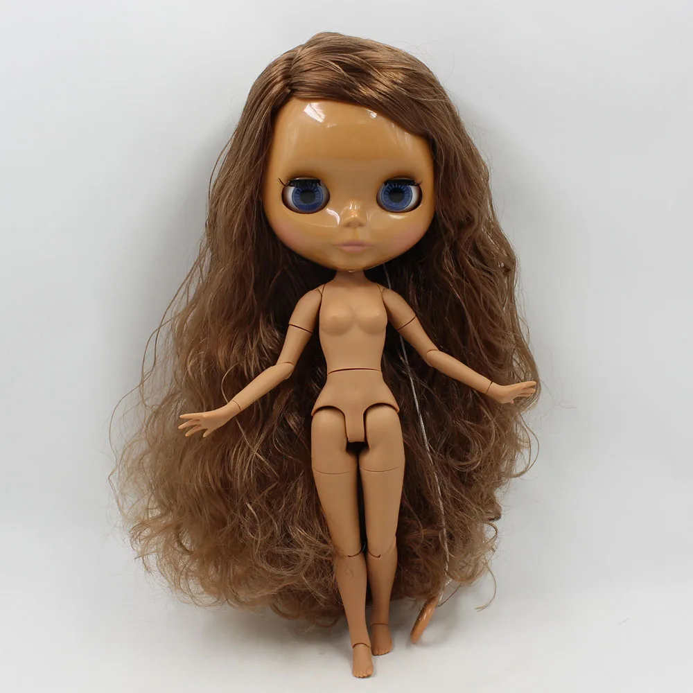 Blyth кукла Обнаженная сустава тела коричневый волнистые волосы с боковым пробором темная кожа 30 см подходит для DIY No.280BL9158 в продаже подарок