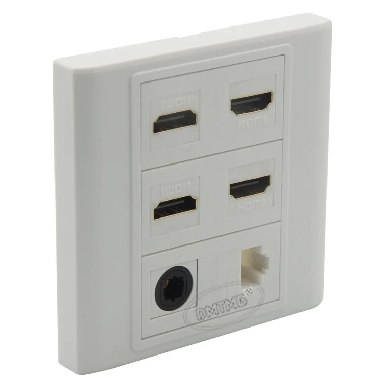 4 X HDMI RJ45 Toslink аудио волоконная настенная пластина с обратной стороной гнездового