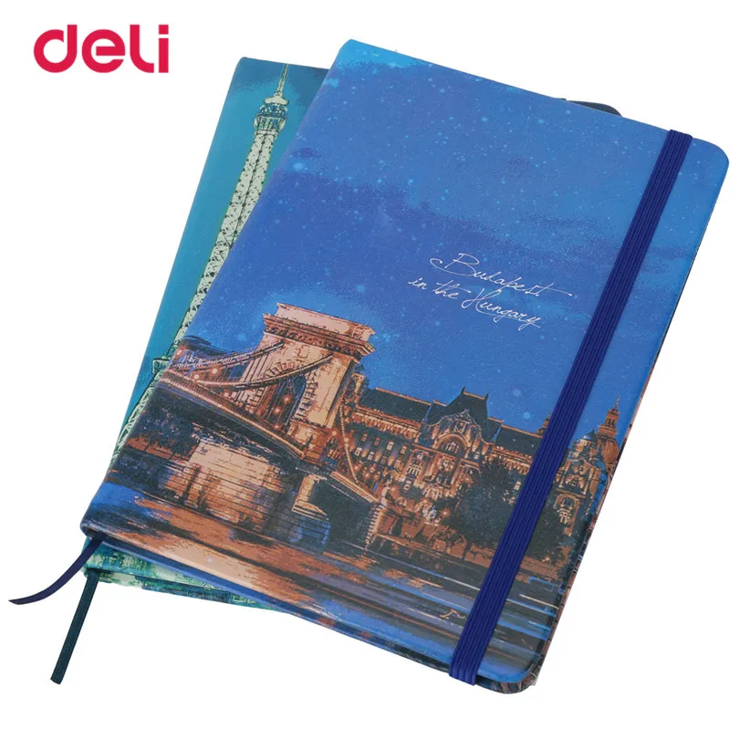 

Deli office stationary Vintage Landscape Notebook for Students travel Diaty leather creative bookmarks notebook
