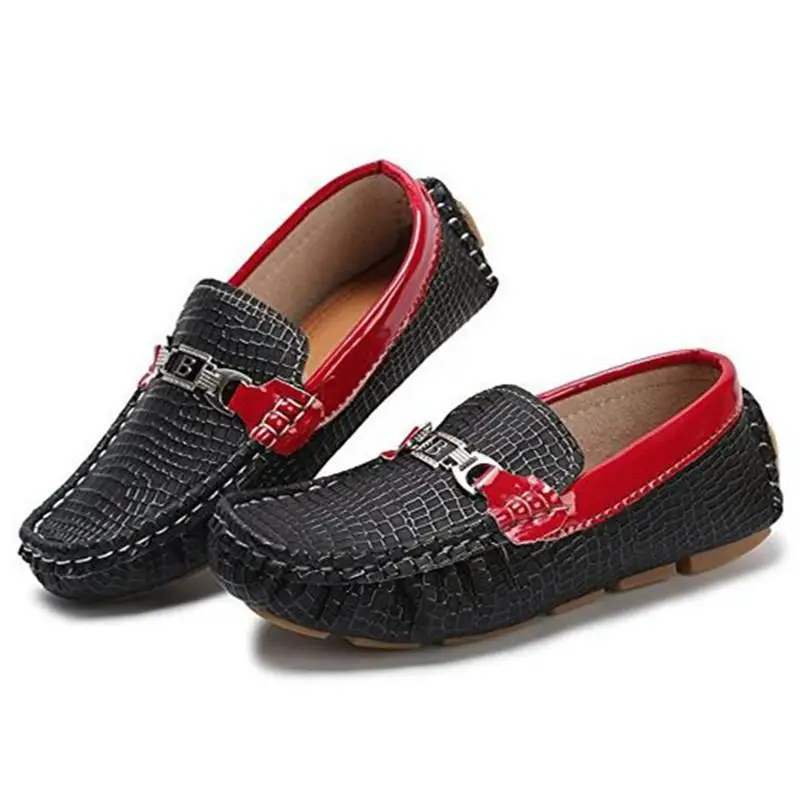 JABASIC 2019 New Metal Decoration School Shoes Boys Flat Heel Anti-slippery Loafers Casual Kids Slip-on Pu Leather | Детская одежда и