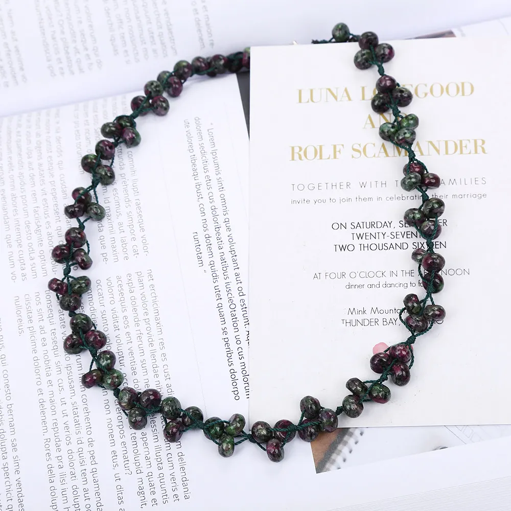 Yumten Epidote Тканое ожерелье из натурального камня Хрустальные Бусы модный бутик