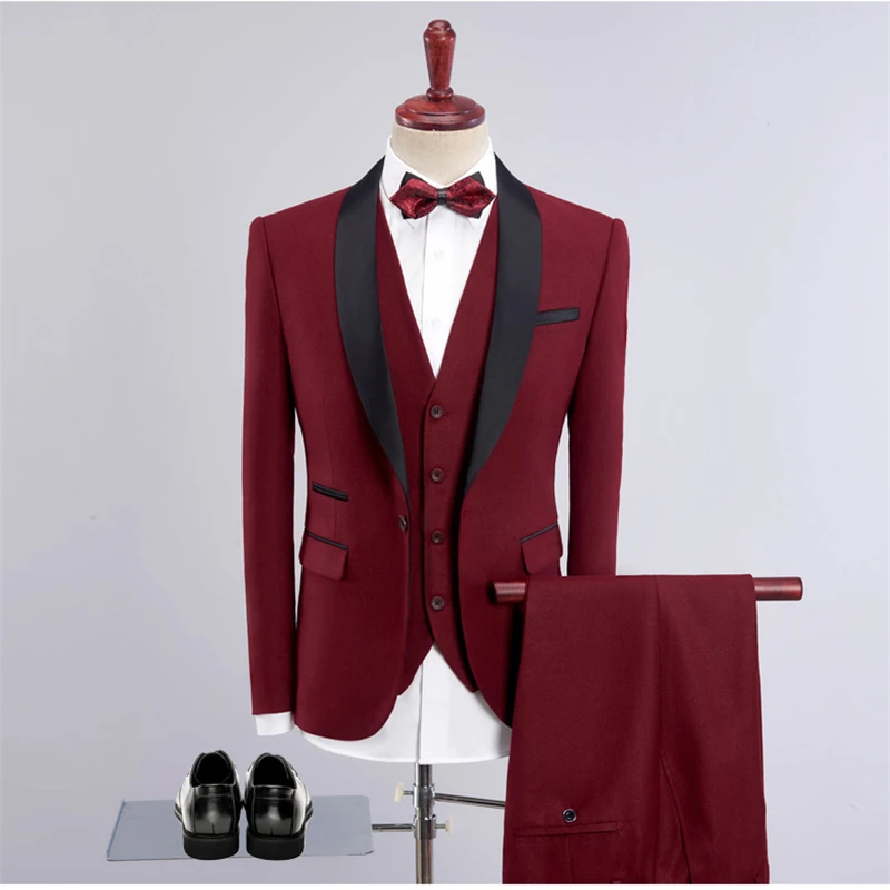 

8 Color Options Men's Formal Suit 3 Piece Set,Business Wedding Banquet Men Suit Jackets with Vests and Pants, Slim Man Sets
