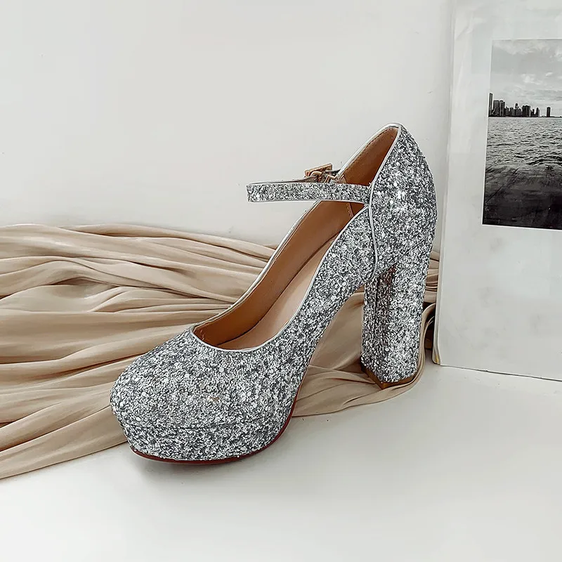 YMECHIC White Bridal Wedding Luxury Shoes Women Designers Gold Silver Platform Mary Jane Super High Heels Pumps Plus Size