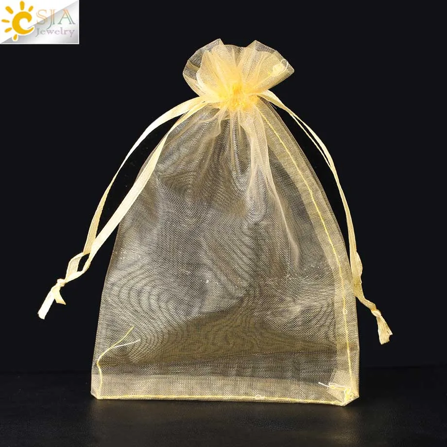 Yellow Csja мешочки для рисования шелковые мешочки подарочные мешочки из органзы Свадебная вечеринка бижутерия для декорирования упаковка красный разноцветный 10 шт./лот F635 - Цвет: Yellow