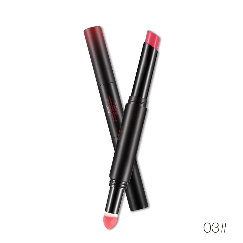 03 raspberry color NOVO двухсторонняя губная градация макияж ручка светлый цвет губная помада+ матовая Подушка Увлажняющая губная помада Водонепроницаемая Batom - Цвет: 03 raspberry color