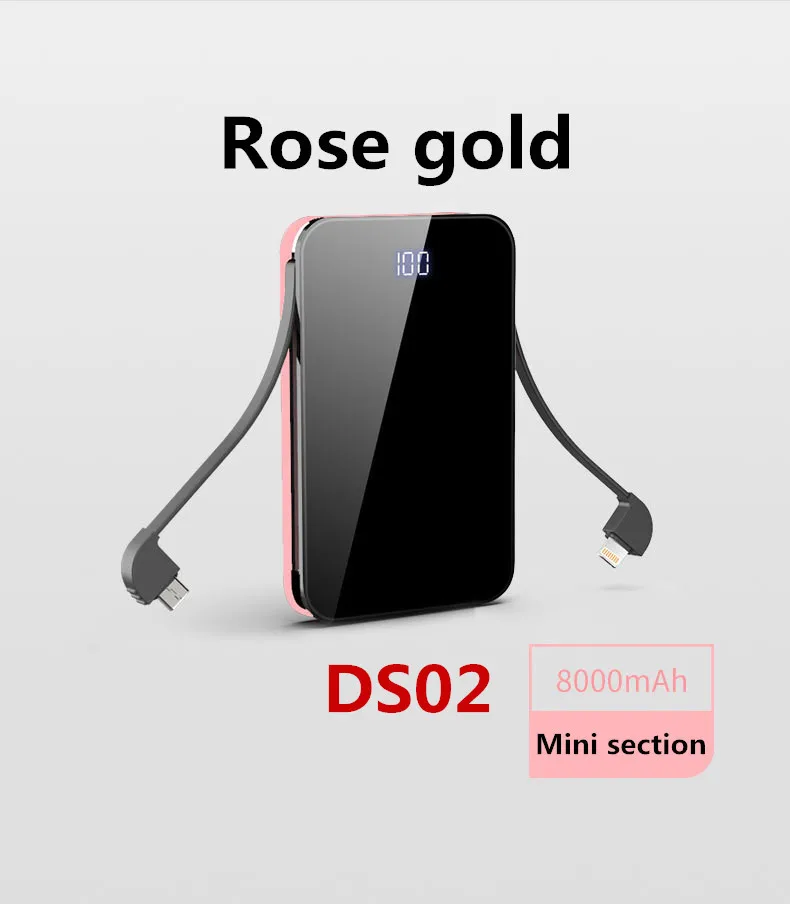Realy 8000 мАч портативное мобильное зарядное устройство power Bank lcd для Xiaomi/iphone/samsung/huawei Быстрая зарядка внешний мини-аккумулятор резервного копирования - Цвет: Rose Gold DS02