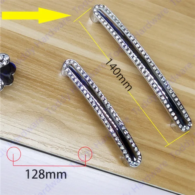 Hole CC 128mm Шаг отверстия 96 мм/128 мм мебельные ручки Фурнитура Кристалл Алмаз Шкаф Кухонные ручки шкафов шкаф выдвижной ящик ручки - Цвет: Hole CC 128mm